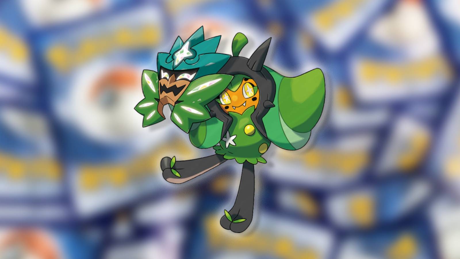 The Pokemon Ogerpon appears against a blurred background