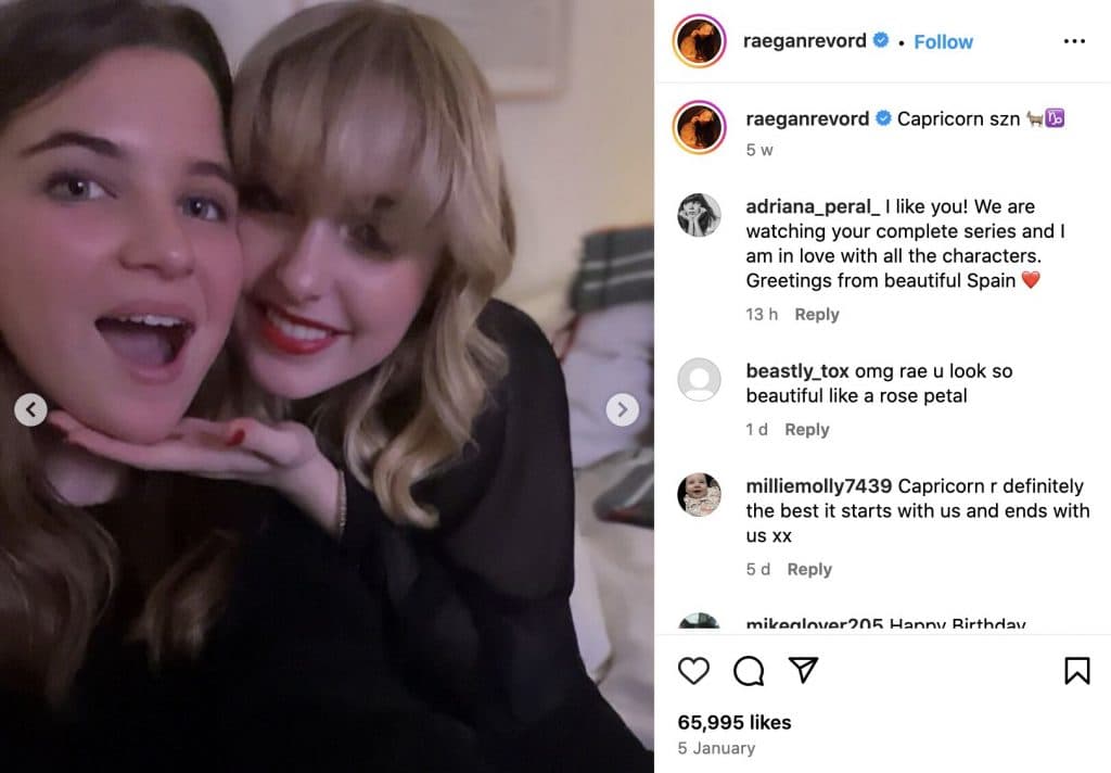 Raegan Revord and McKenna Grace in an Instagram selfie.