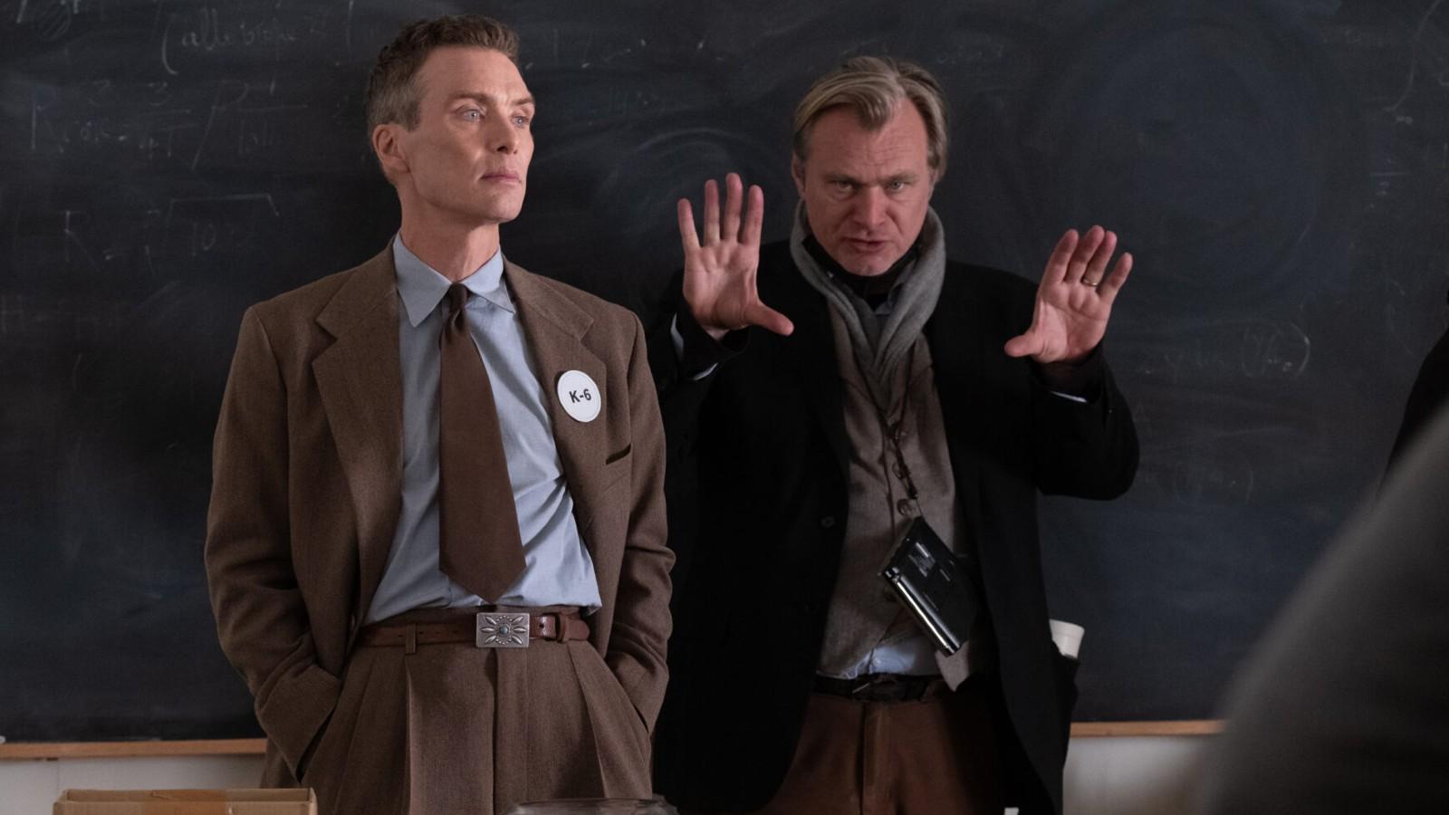 Christopher Nolan directing Cillian Murphy in Oppenheimer.