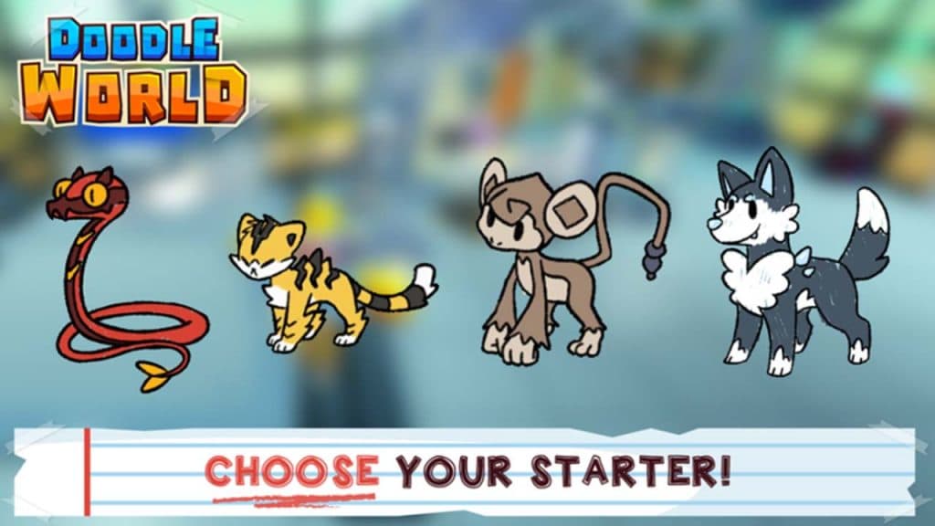 Image shows starters in Doodle World