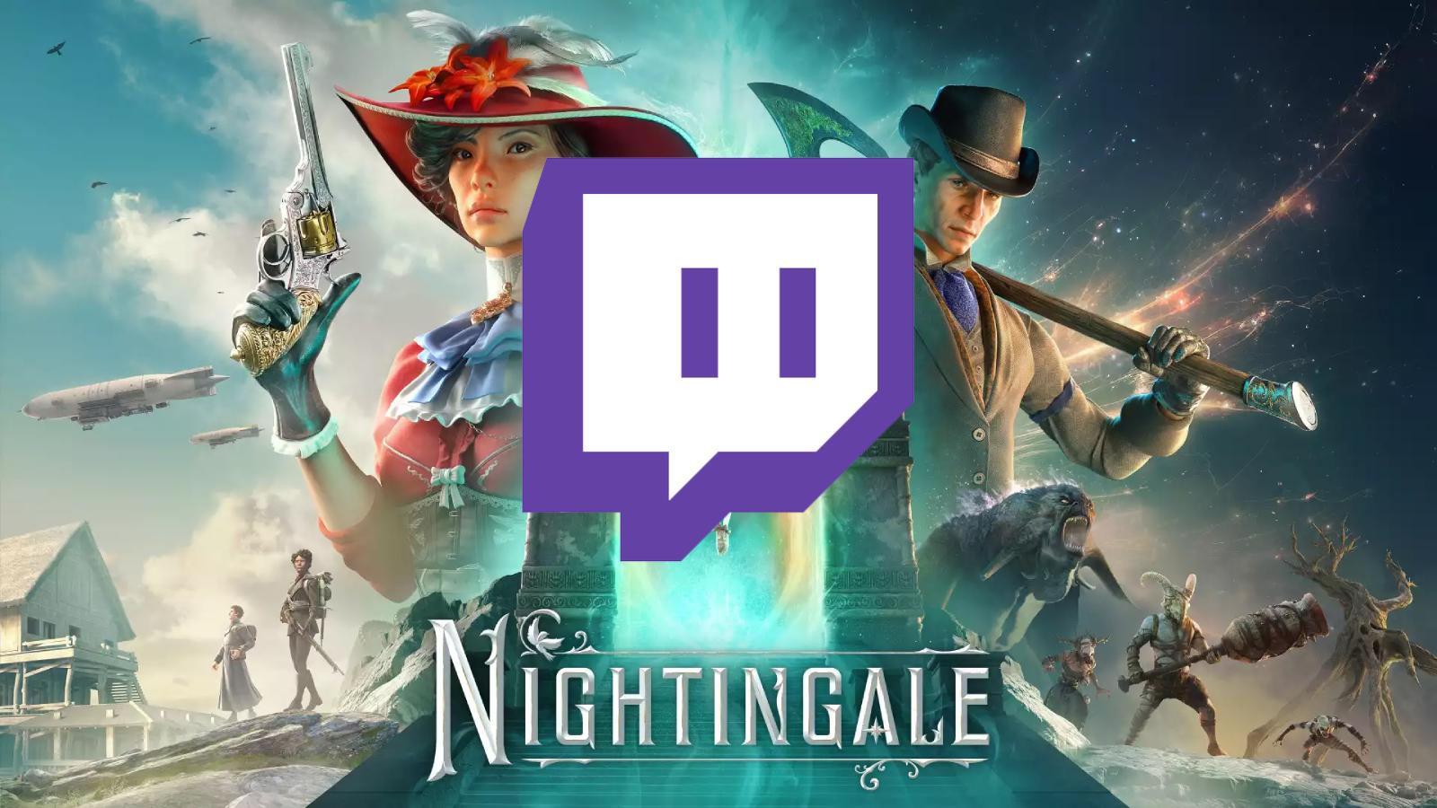 an image of twitch logo on nightingale background