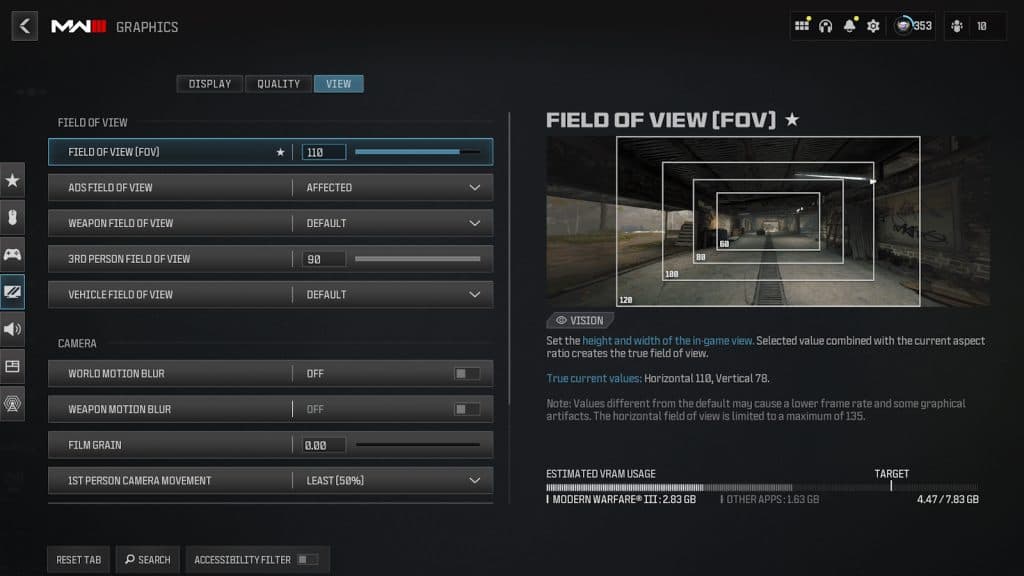The best view settings to use in Modern Warfare 3.
