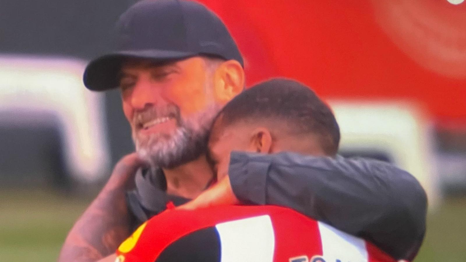Klopp and Toney embraced at full-time