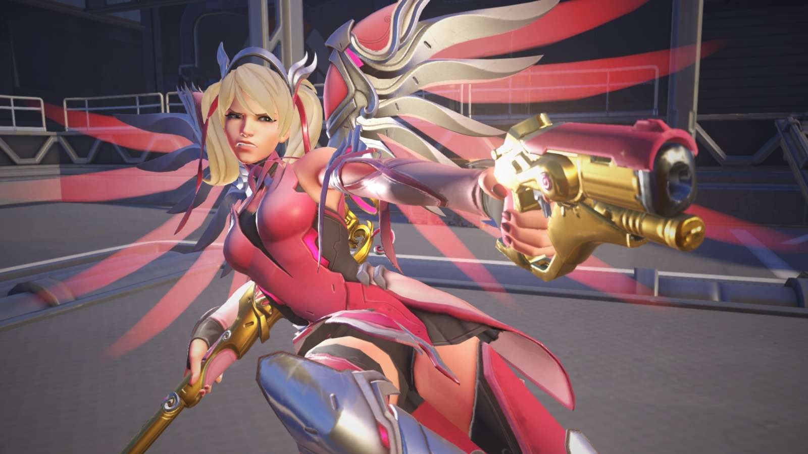 A screenshot featuring Mercy in Overwatch 2.