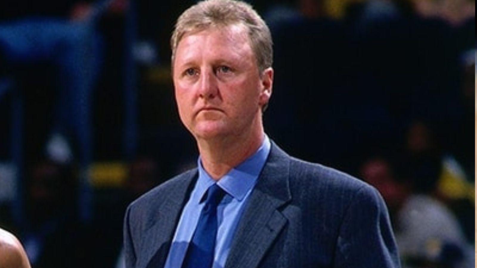Larry Bird on the sidelines as the coach of the Indiana Pacers.