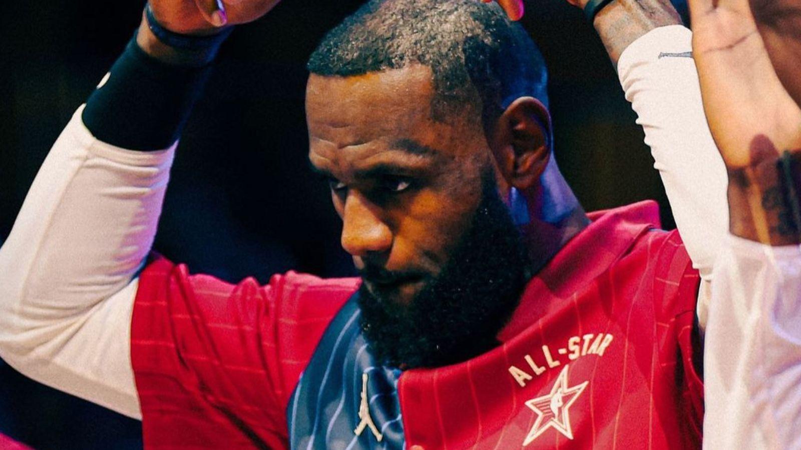 LeBron James before the 2024 NBA All-Star Game tip-off.