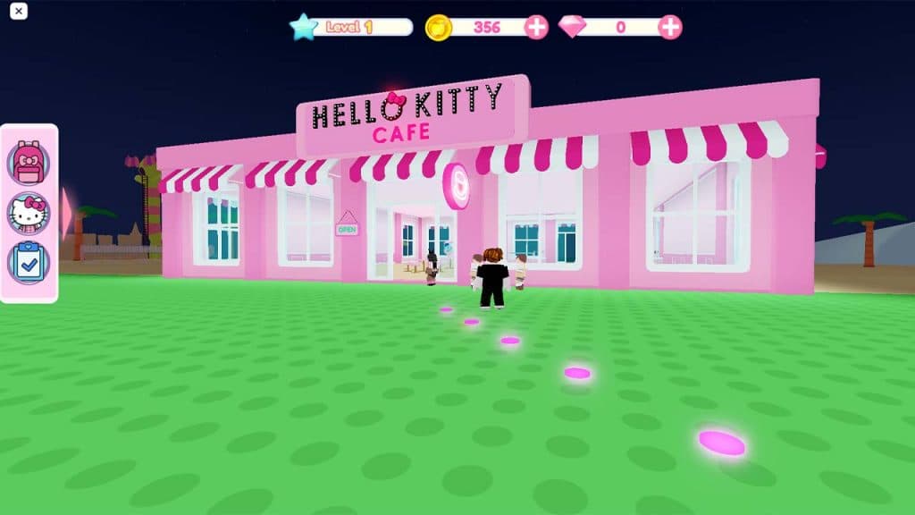 Image shows the player's cafe in My Hello Kitty Cafe