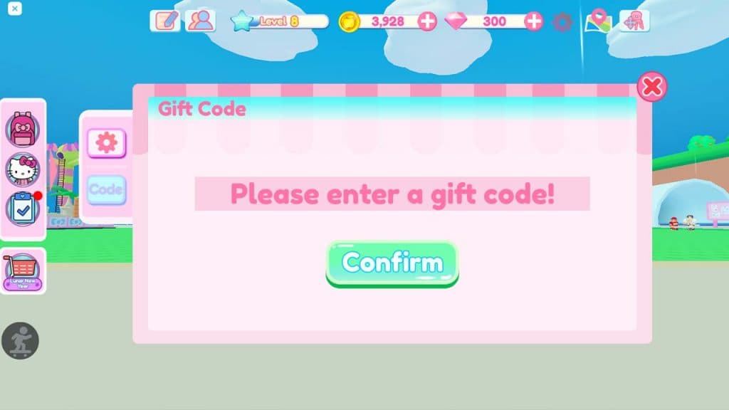 Image shows how to use codes in My Hello Kitty Cafe