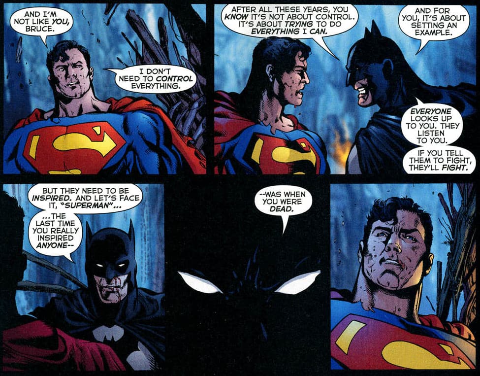 Superman confronts Batman in Infinite Crisis
