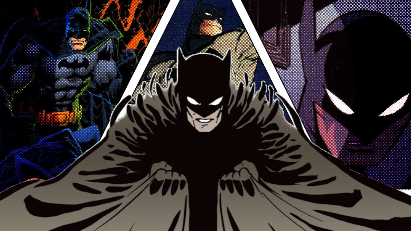 Batman from year One, Knightfall, Dark Knight Returns, and New Frontier