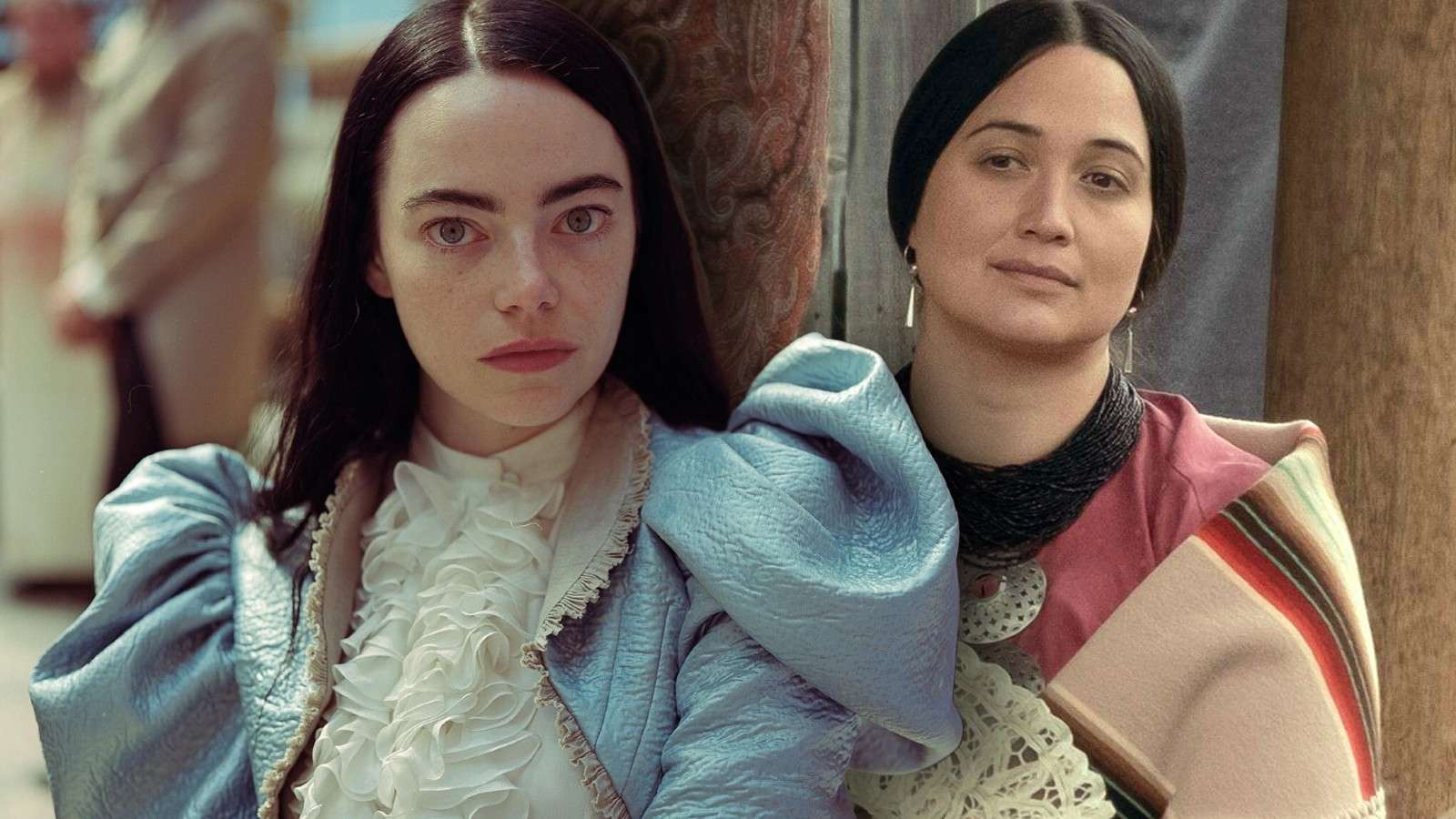 Emma Stone in Poor Things and Lily Gladstone in Killers of the Flower Moon