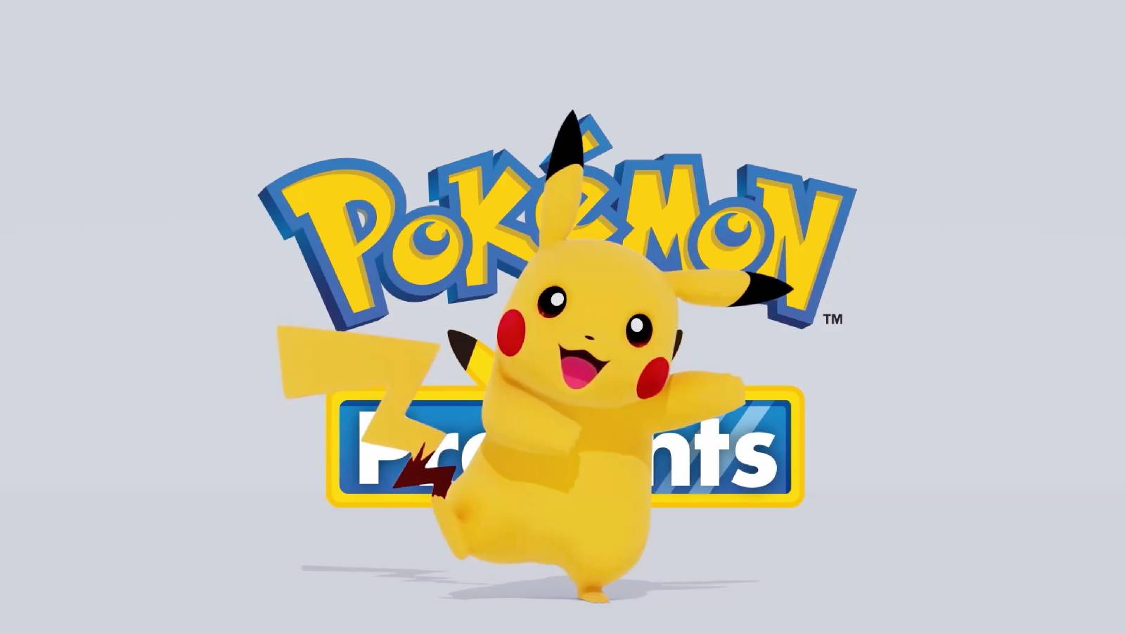 The POkemon Pikachu appears in front of the words 'Pokemon Presents"