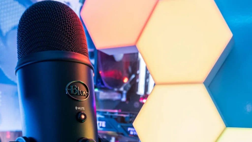 Image of the Blue Yeti USB gaming microphone by Logitech.