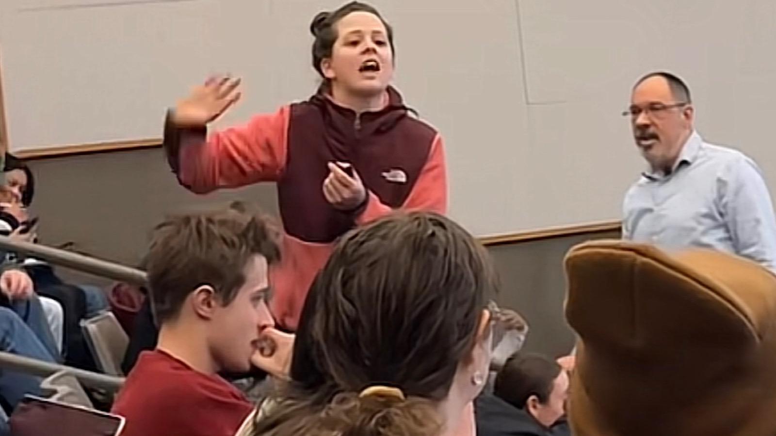 students raps in college class