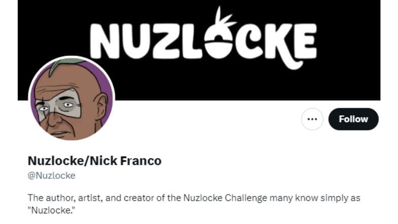 Screenshot of Nuzlocke creator on Twitter/X.