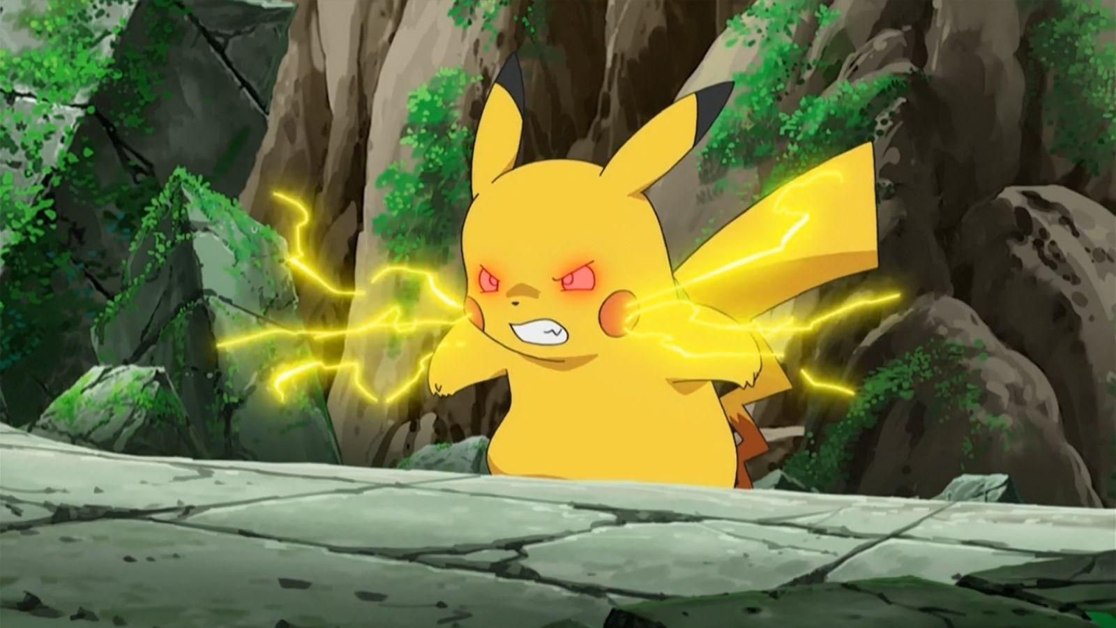 Angry Pikachu from Pokemon anime.