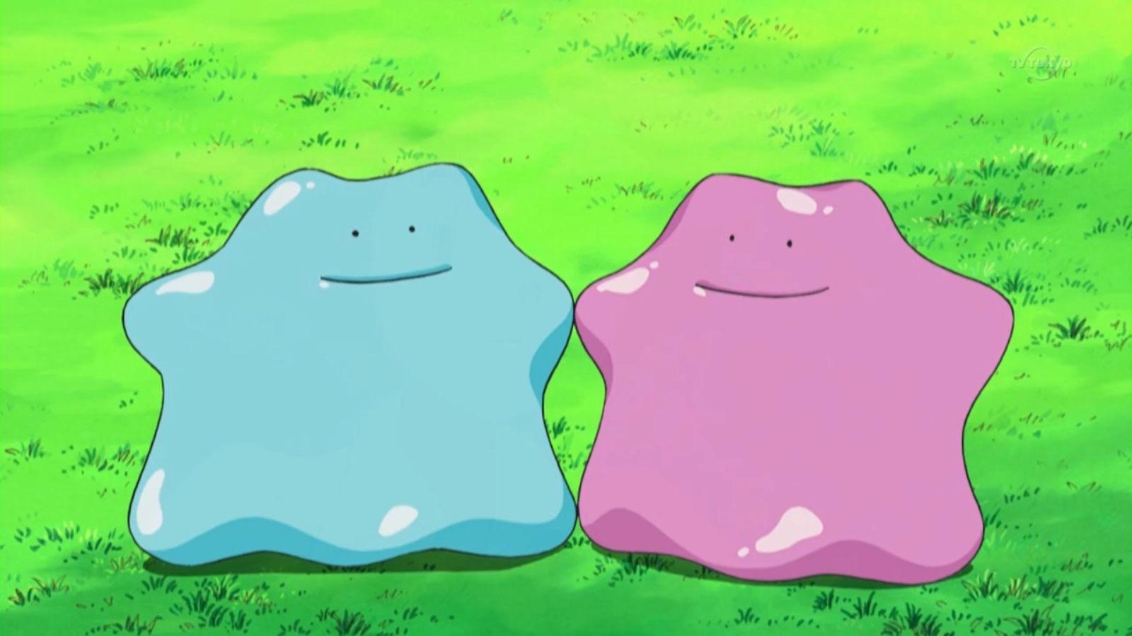 Ditto and Shiny Ditto from Pokemon anime.