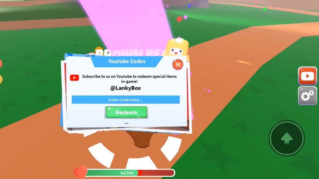 Image shows how to use codes in Roblox LankyBox Simulator