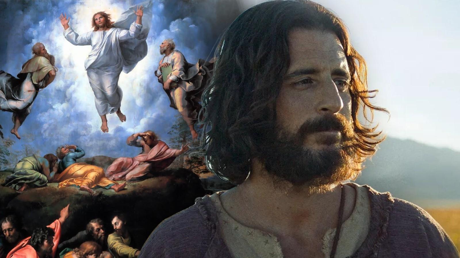 Jonathan Roumie as Jesus and a scene of the transfiguration