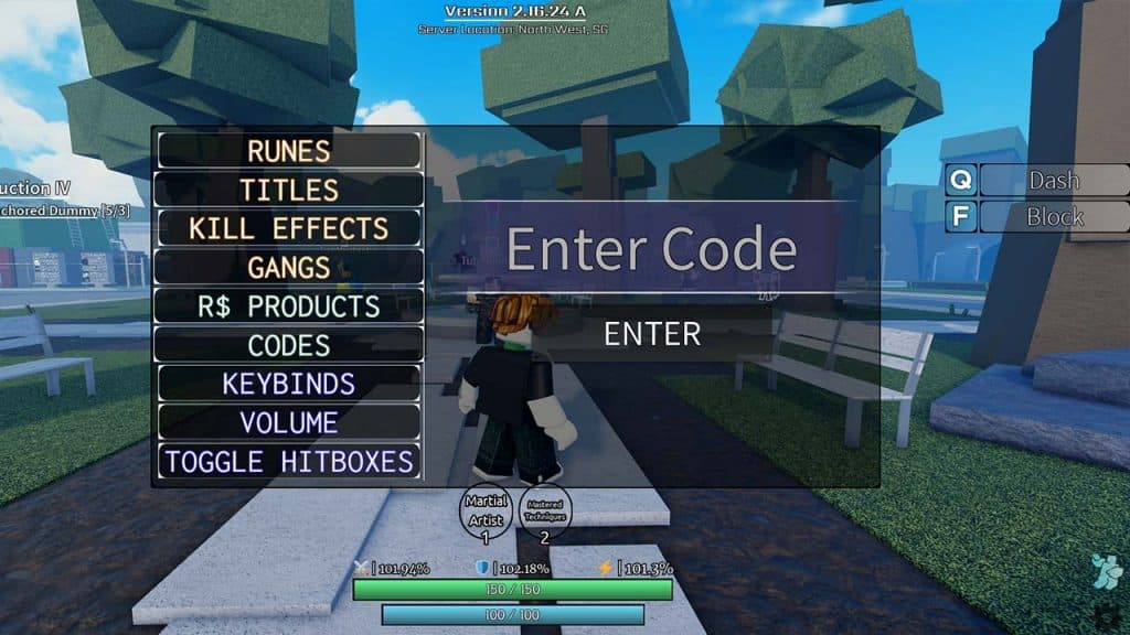 Image shows how to use codes in Untitled Combat Arena