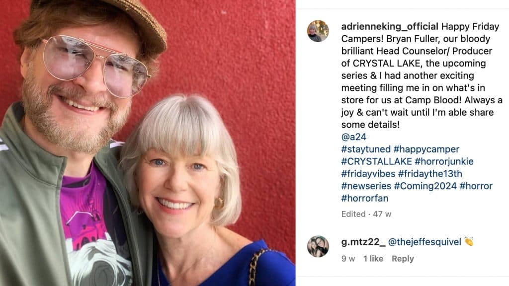 Bryan Fuller and Adrienne King on her Instagram.