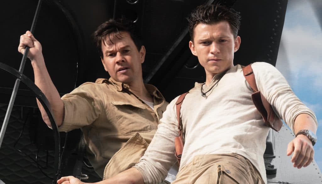 Mark Wahlberg and Tom Holland as Sully and Nate in Uncharted