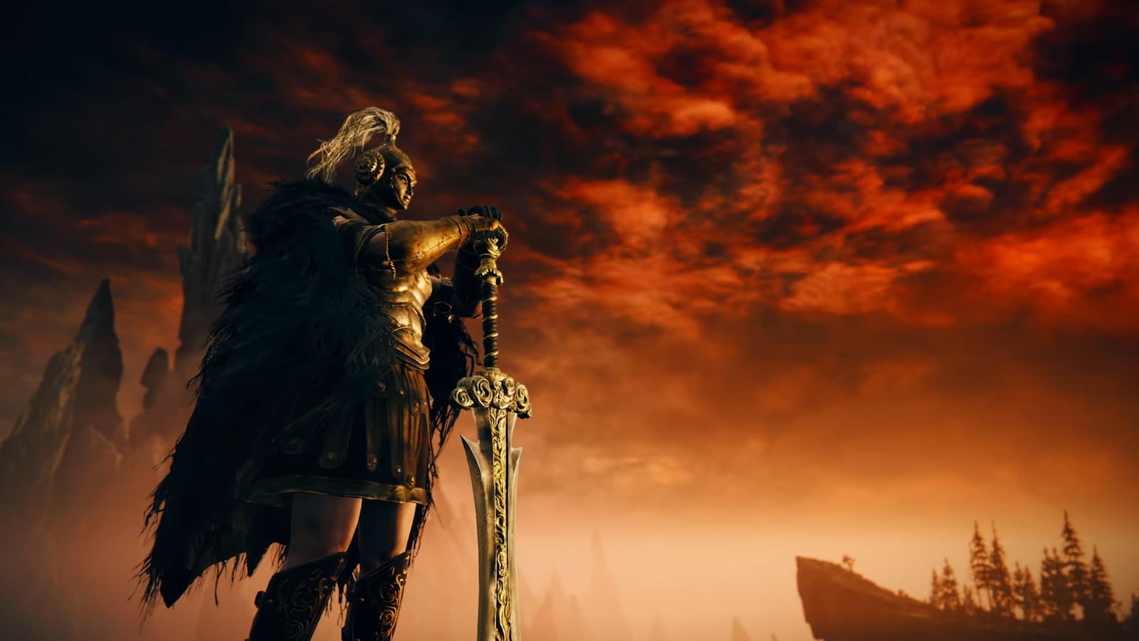 Elden Ring Shadow of the Erdtree trailer red sky knight