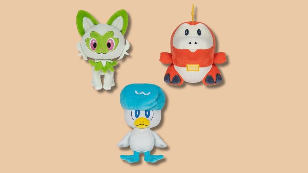 Trio of Paldea plushies from the Pokemon store.