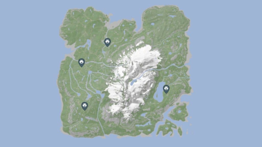 an image of all 3D Printer locations in Sons of the Forest