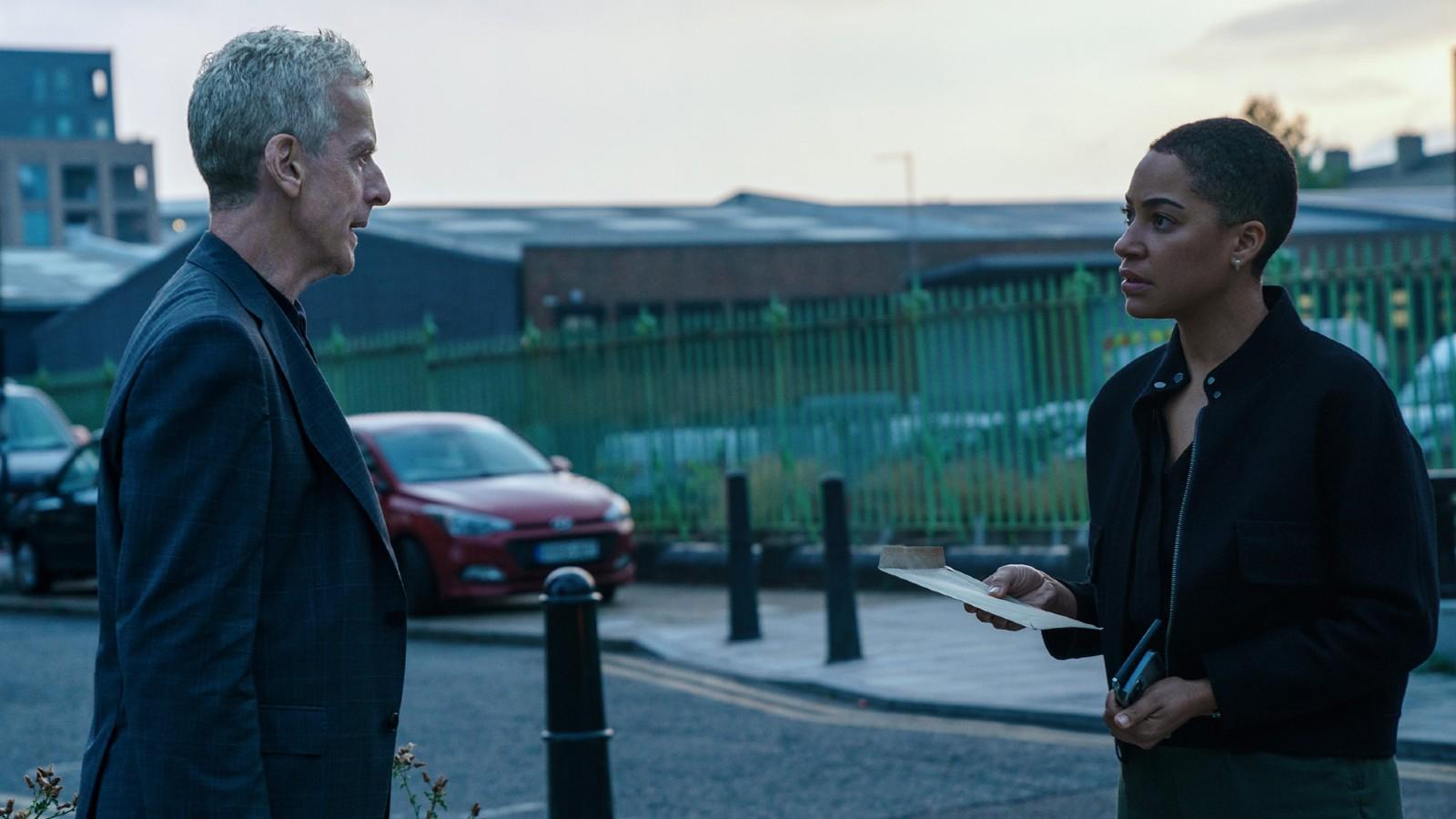 Peter Capaldi and Cush Jumbo argue in Criminal Record.