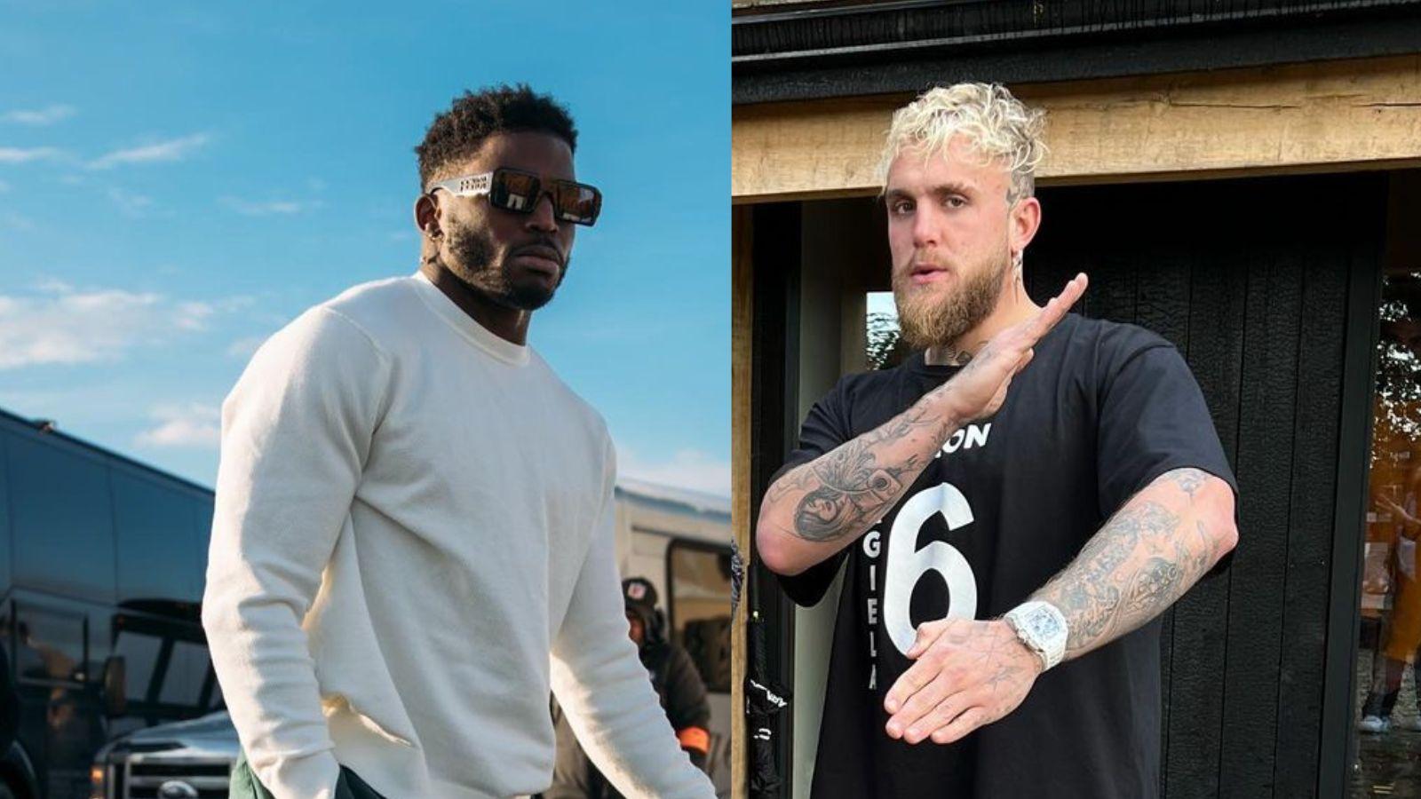 Tyreek Hill (left) and Jake Paul (right) in out-of-sport action shots.