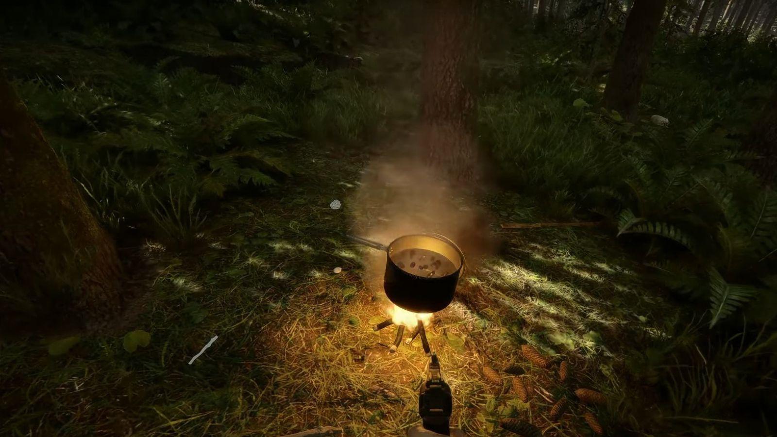 A cooking pot in Sons of the Forest.