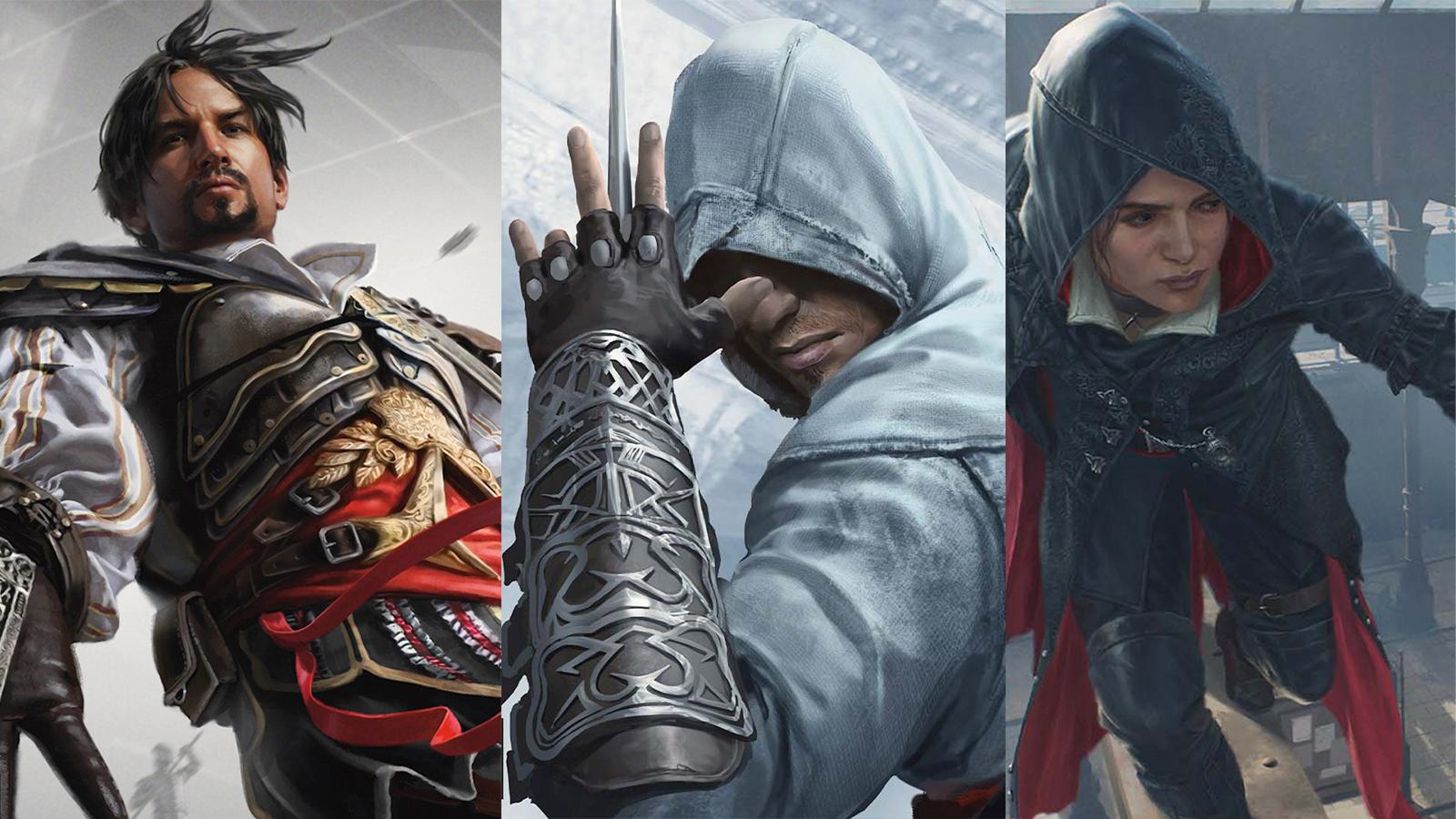 ezio, altair, evie from assassin's creed mtg cards