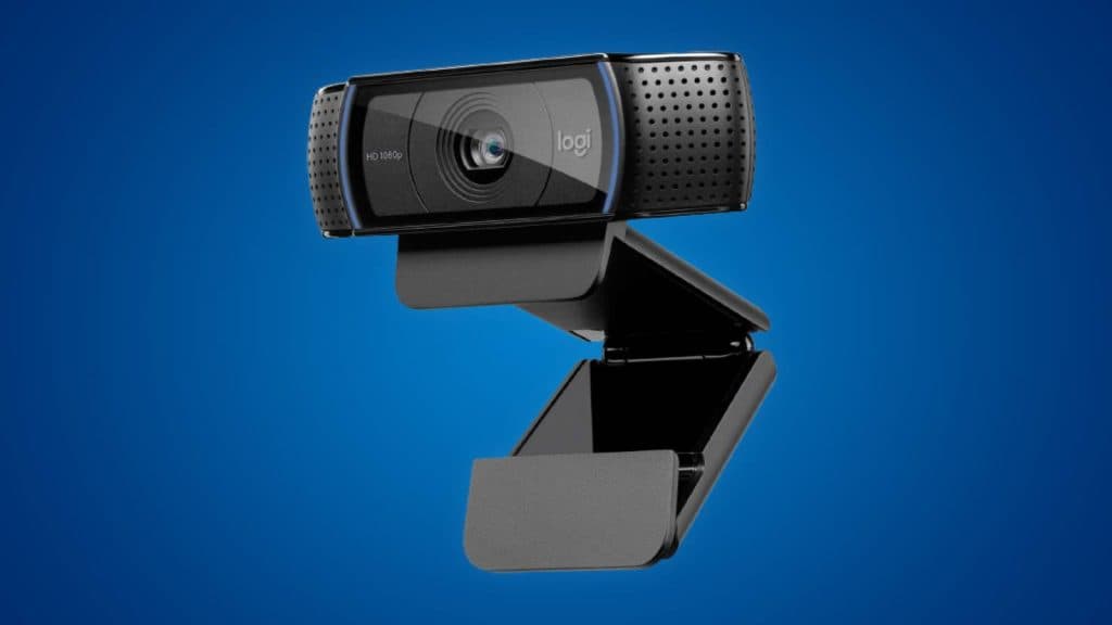 Image of the Logitech C920x Pro HD Webcam on a blue background.