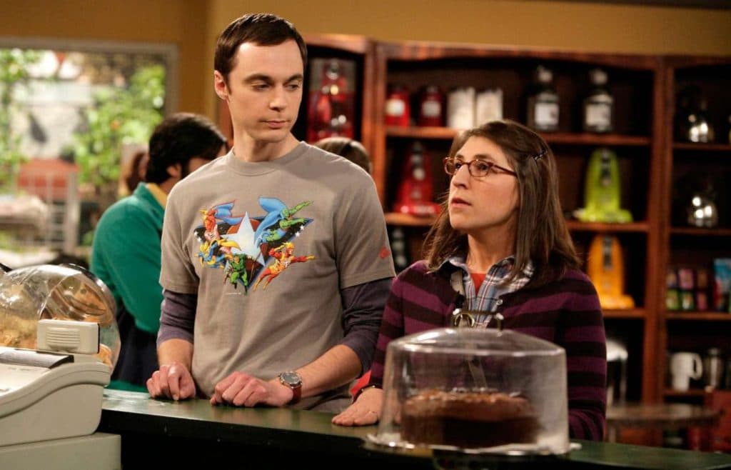Amy and Sheldon in The Big Bang Theory