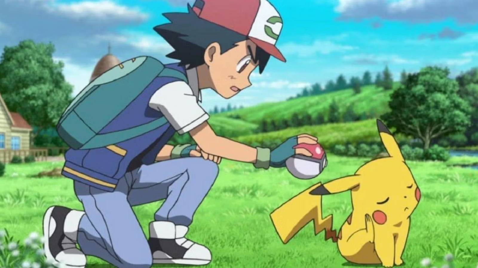 Ash tries to get Pikachu into a Poke Ball
