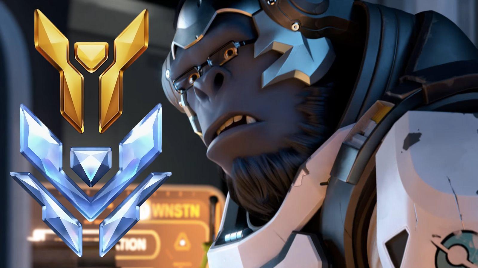 overwatch 2 winston with gold and diamond ranked icons