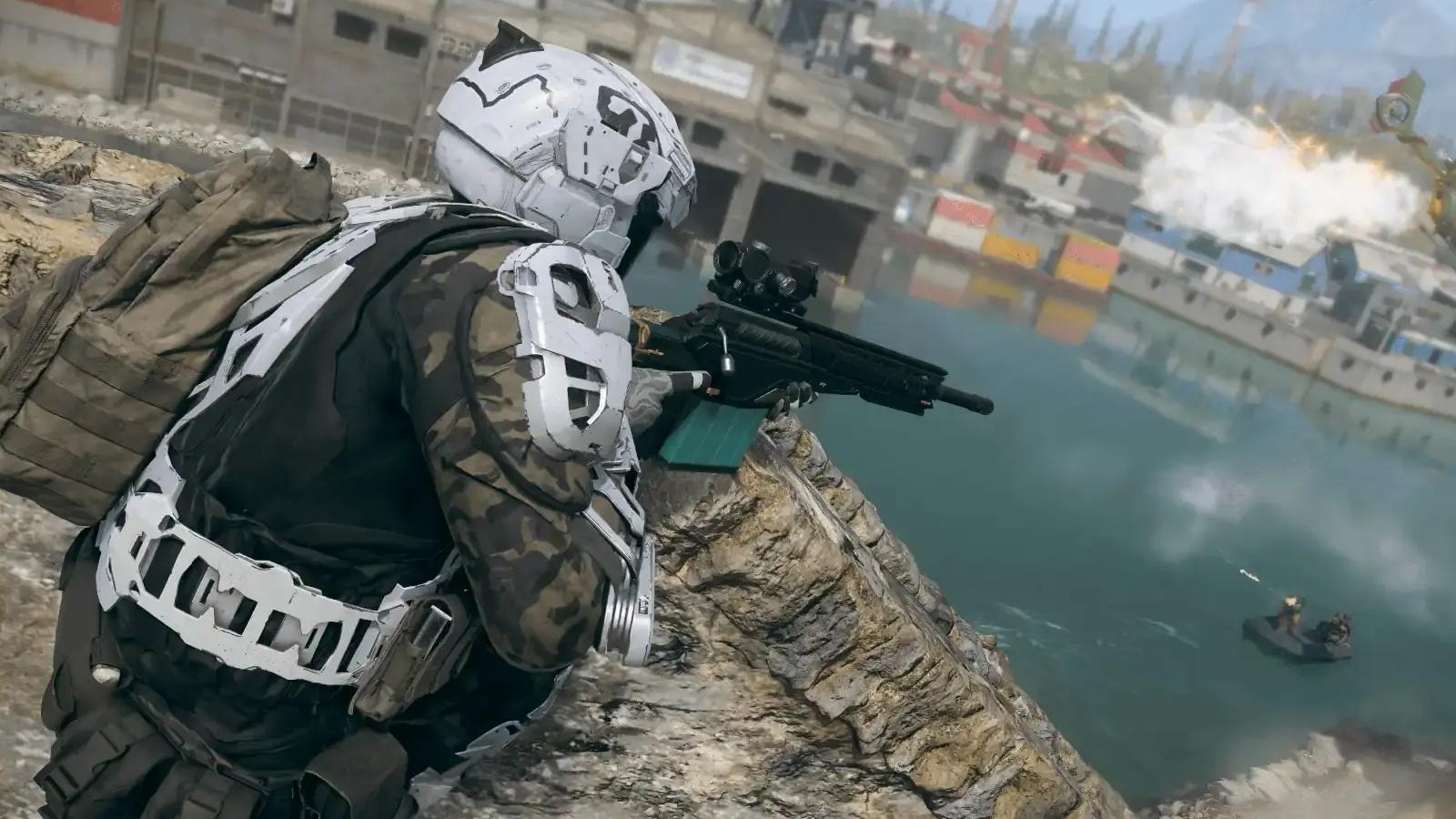 warzone operator shooting player in water