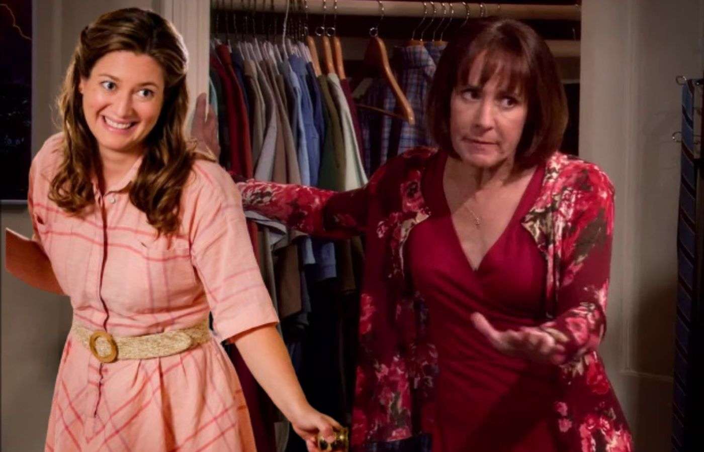 Zoe Perry and Laurie Metcalf as Mary Cooper in Young Sheldon and The Big Bang Theory.