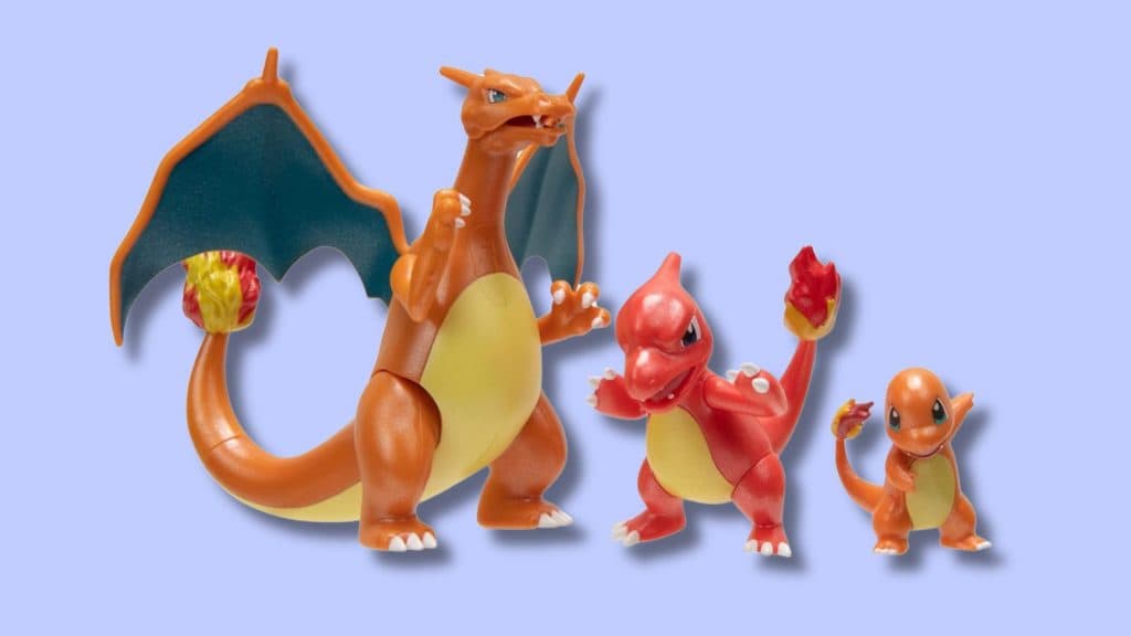 Charmander evolutionary chain Pokemon figures.