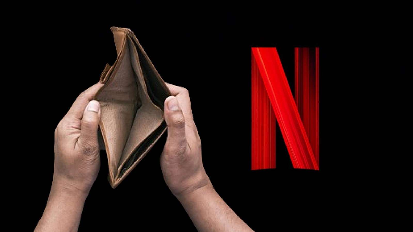 An empty wallet next to a Netflix logo