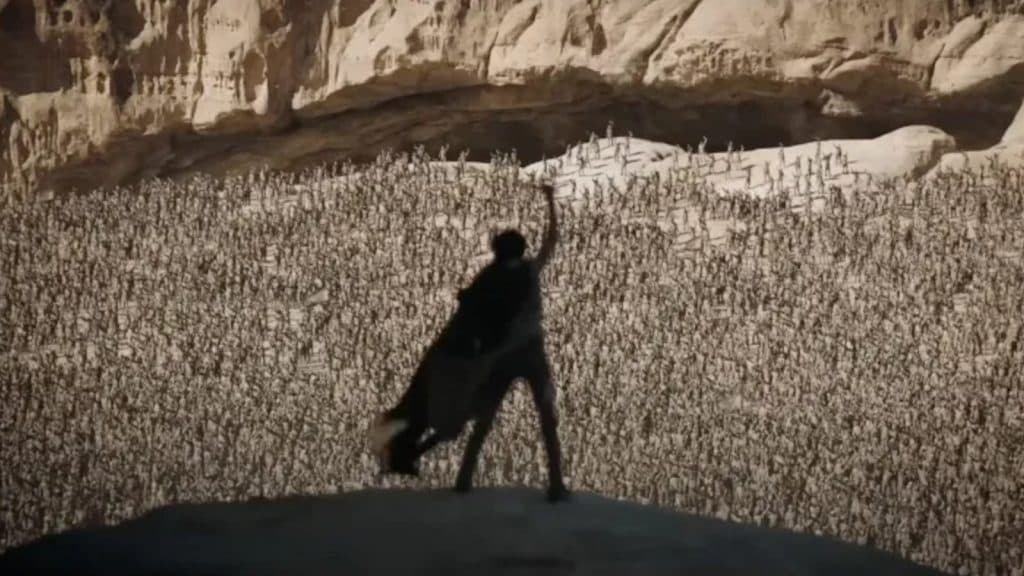 Paul Atreides (Timothee Chalamet) leads the Fremen to war in Dune 2