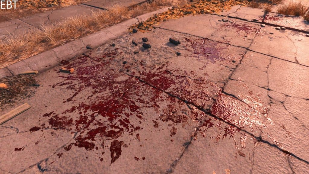 An image of enhanced blood textures in Fallout 4.