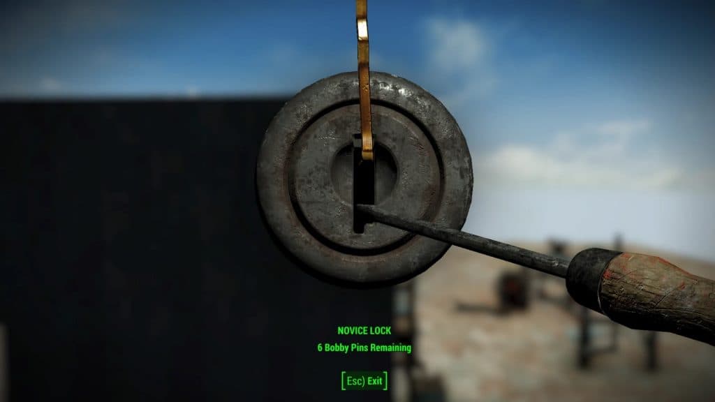 An image of Lockpicking in Fallout 4.