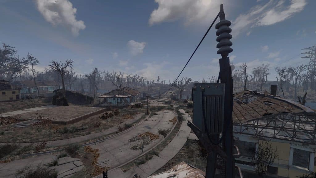 An image of the longer power lines mod in Fallout 4.