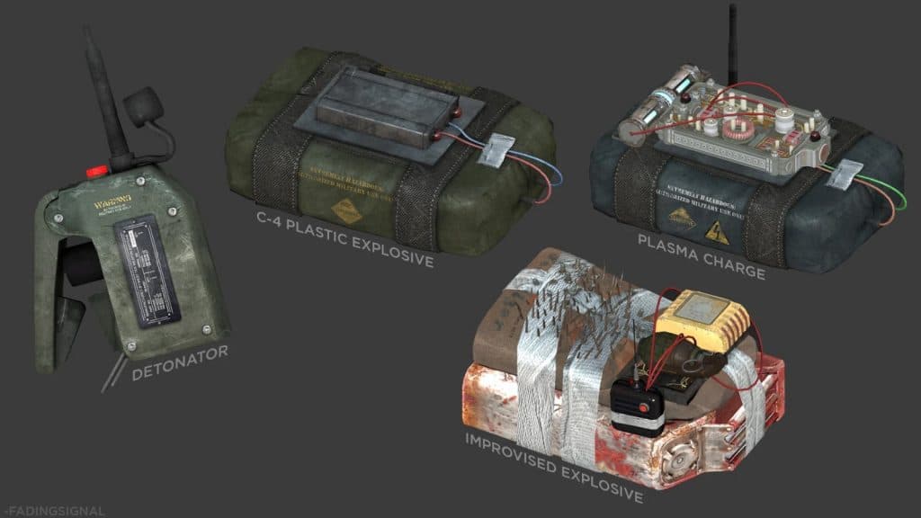 Explosives from the Remote Explosives mod pack.
