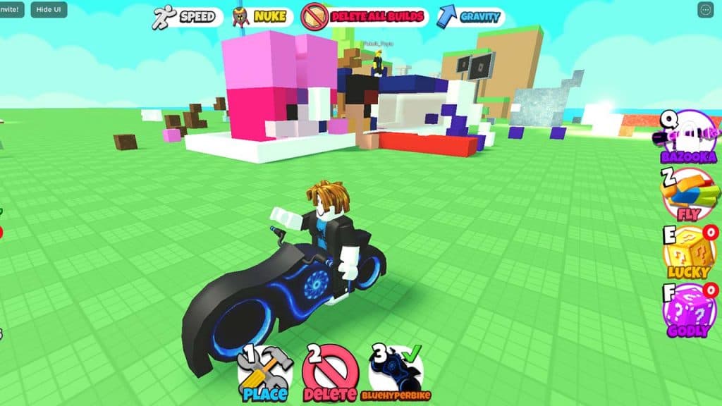 Player with a bike in Roblox Blocks