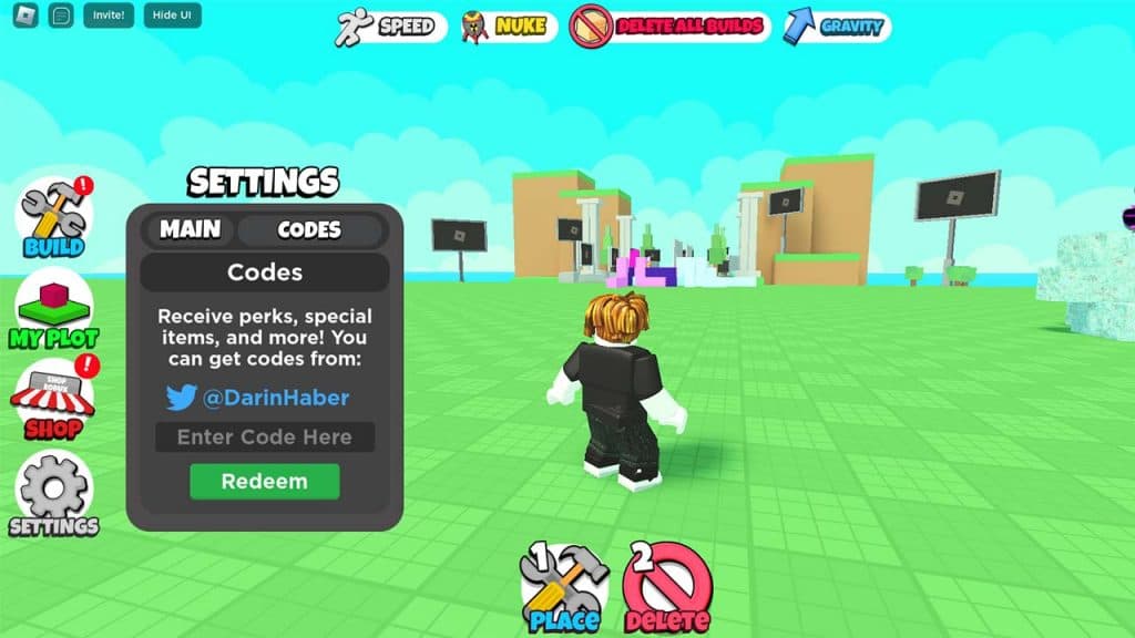 Shows how to use codes in Roblox Blocks