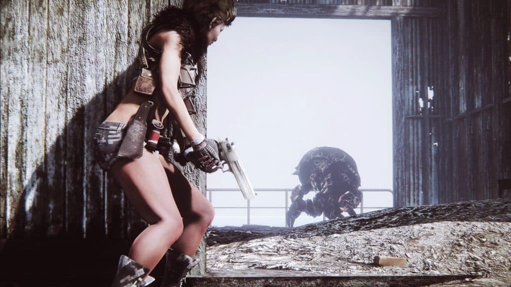 An image of a character taking cover using the Fallout 4 Take Cover mod.