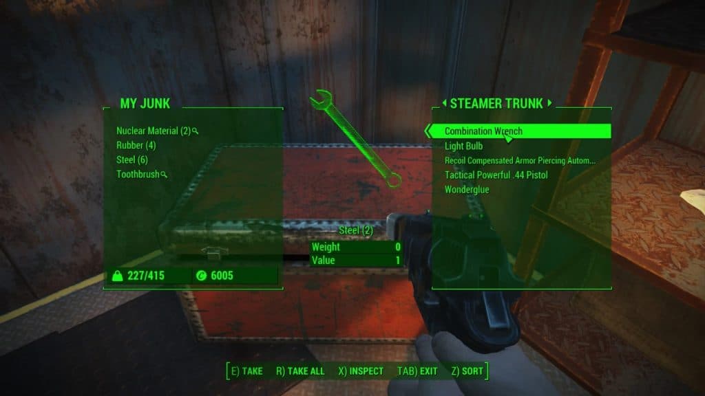 An image of the Weightless Junk and Other Items mod in Fallout 4.